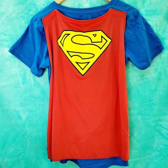 SUPERGIRL/Superman blue caped top size S/M Womens (large Juniors) - Picture 4 of 8